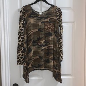 Flowy camo/leopard shirt